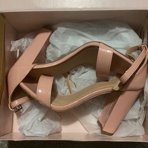 Blush block heels